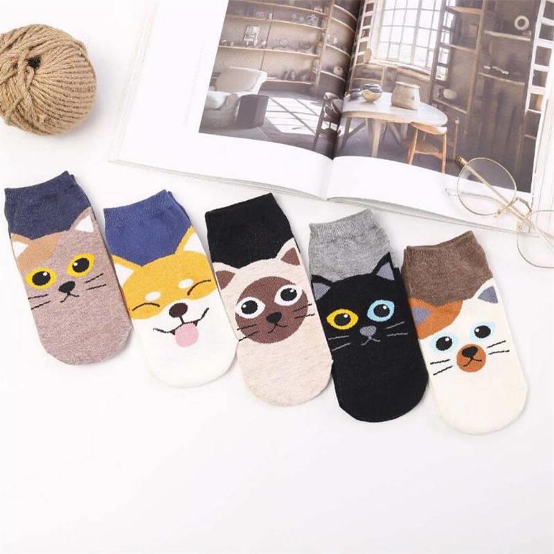 网红Cartoon animal women's socks cute cats dogs casual strai - 图0