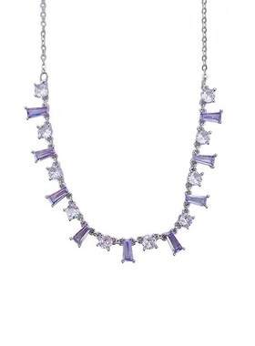 新款紫色水晶项链百搭时尚潮流高级网红不锈钢锁骨V链高级感颈链