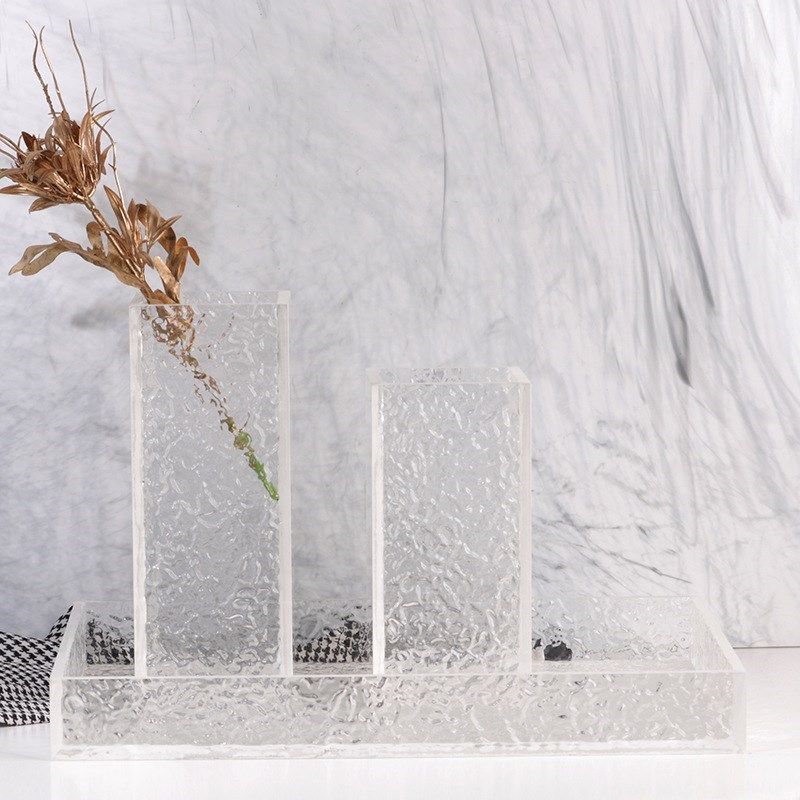 亚克力水波纹透明大口径干花插花装饰花瓶花器门店样板房托盘摆件,淘宝优惠券,粉丝福利购,淘宝优惠卷