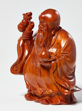 木雕老寿星公摆件实木雕刻寿仙翁红木雕刻生日祝寿贺寿送长辈礼品
