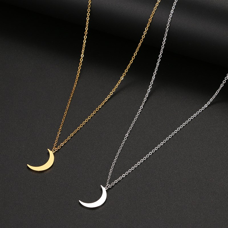 Stainleas Steel Necklace Neo FasChion Mwon Chsin Pendant Sim - 图2