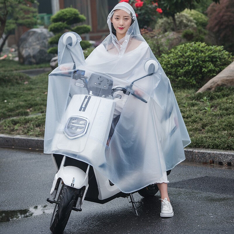 极速虎式飞跃电动车雨衣半透明磨砂男女成人雨衣雨披加大加厚机车 - 图0