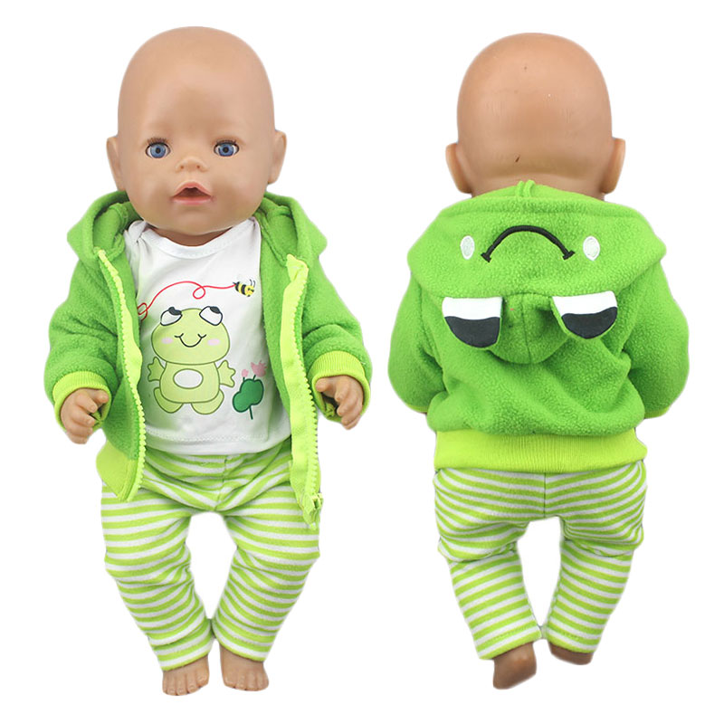 速发2022 New Cute frog Suits Fit For 43cm Baby Doll 17 Inch-图0