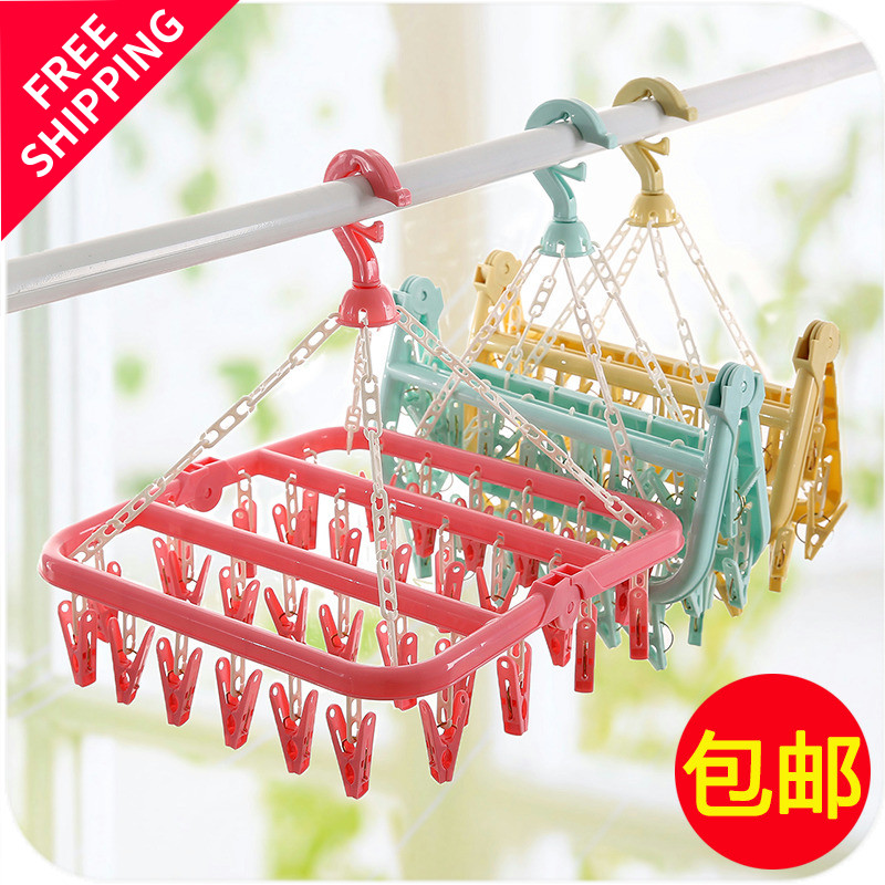 新品hanger clothes clip wind socks plastic hangers rack hook - 图0