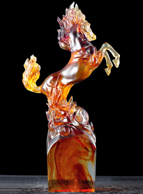 琉璃马摆件志在千里招q财办公室客厅家居装饰工艺品乔迁开业礼品