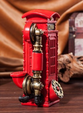 欧式复古老式做旧电话机模型摆件 橱窗陈列摄影道具创意树脂摆件