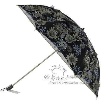 新品刺绣两用二伞防晒防紫外线晴雨F伞伞太阳女蕾丝双层遮阳伞清 - 图2