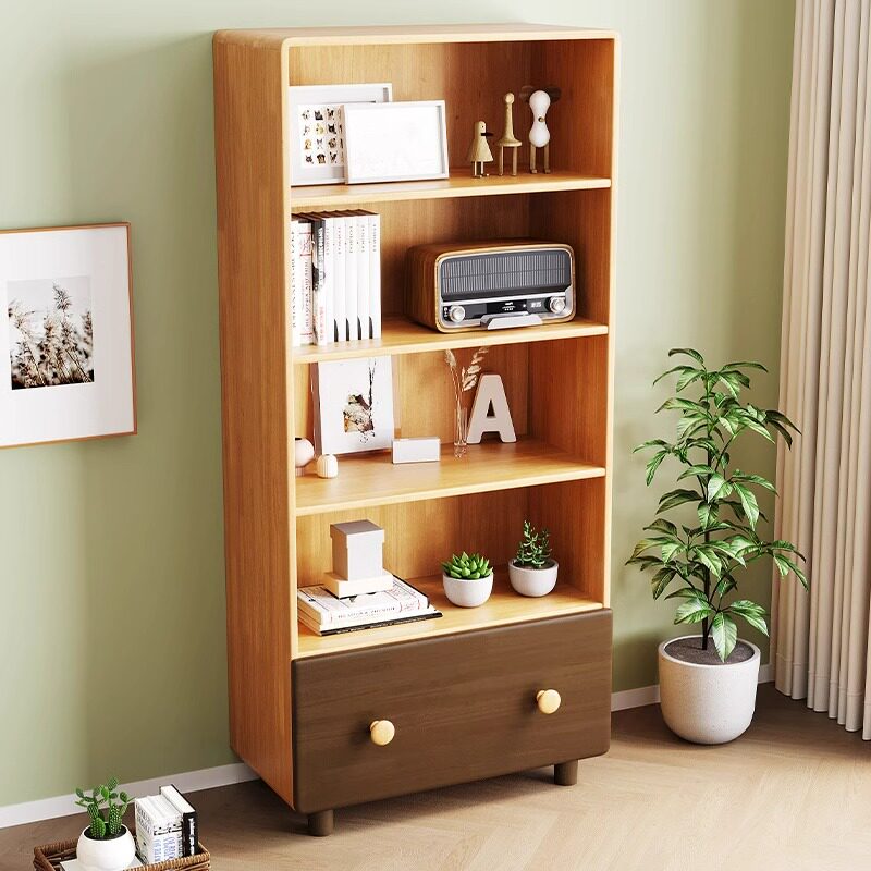全实木儿童书架置物架落地家用客厅一体靠墙儿童杂物收纳简易书柜,淘宝优惠券,粉丝福利购,淘宝优惠卷