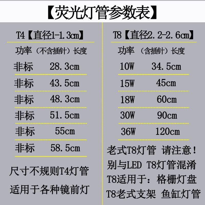 推荐t4灯管长条家用老式镜前灯细日光灯管卫生间三基色荧光t5灯管 - 图2