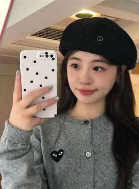 不过时的经典款!显脸小毛呢黑色贝雷帽子女秋冬百搭复古八角帽潮