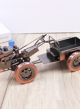 铁艺手扶拖拉机模型 复古风格摆件办公室创意家居装饰品 摄影道具