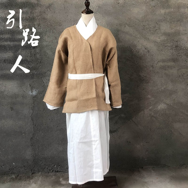 新品白事麻衣丧服披麻戴孝孝子衣服出殡孝衣葬礼服丧服黄麻丧衣包 - 图1