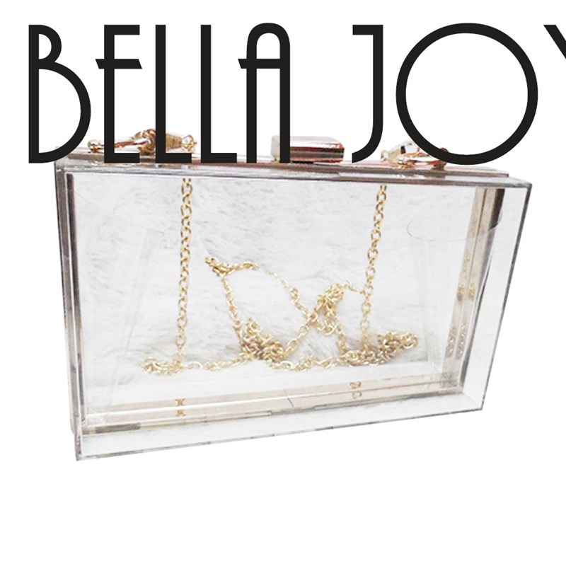 推荐BELLA JOY New Acrylic Transparent Women Clutch Bag Chain - 图1