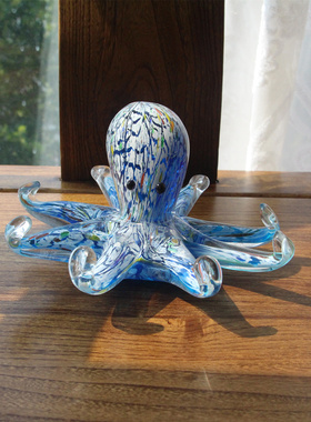 创意小摆件玻璃手工琉璃八爪鱼海洋大章鱼装饰品鱼缸造景生日现货