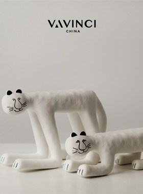 梵其简约现代抽象动n物大脚虎陶瓷摆件样板房儿童房玄关桌面装饰