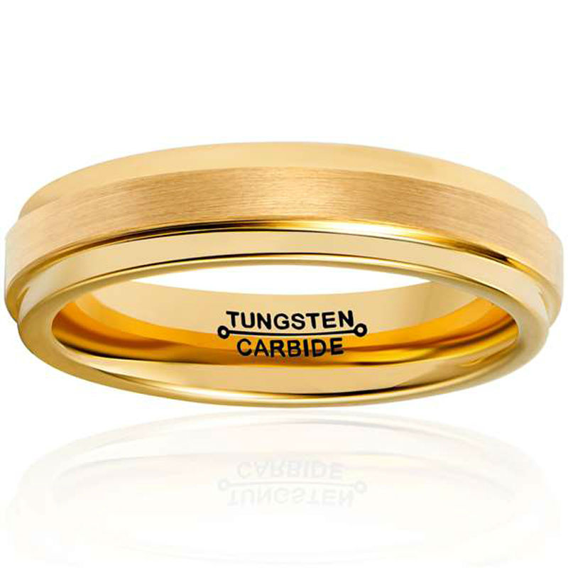 新品New Arrival 4mm Width Gold Color Tungsten Ring for Men W - 图0