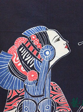 特色手工艺蜡染画k门帘蝶舞餐厅茶艺厨房隔断帘壁挂民族风棉布半