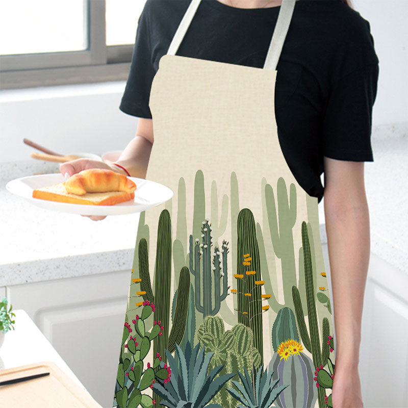 Monerd siople cactus plant patternG apron cmtton and linen-图1