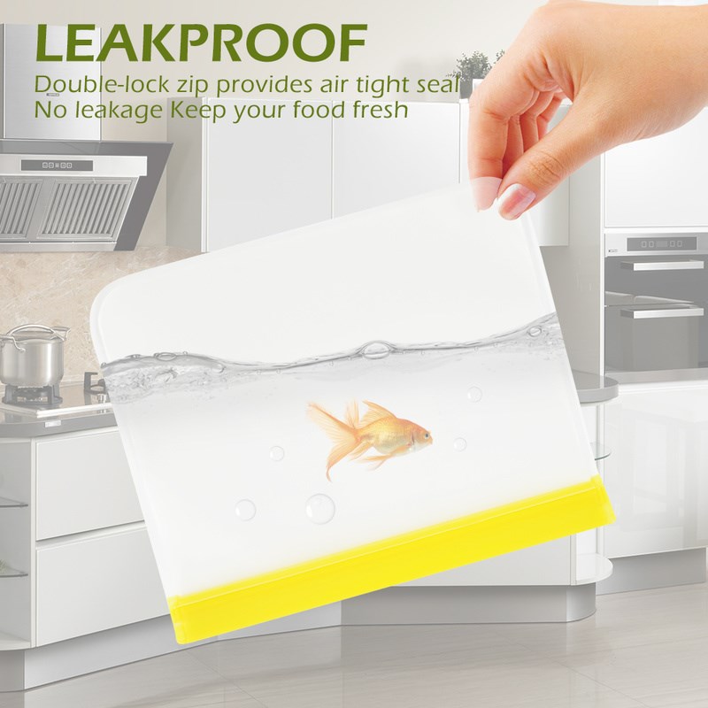 10pcs Food Fresh Bags Reusable Silicone Bag Leakproof Ziploc - 图2