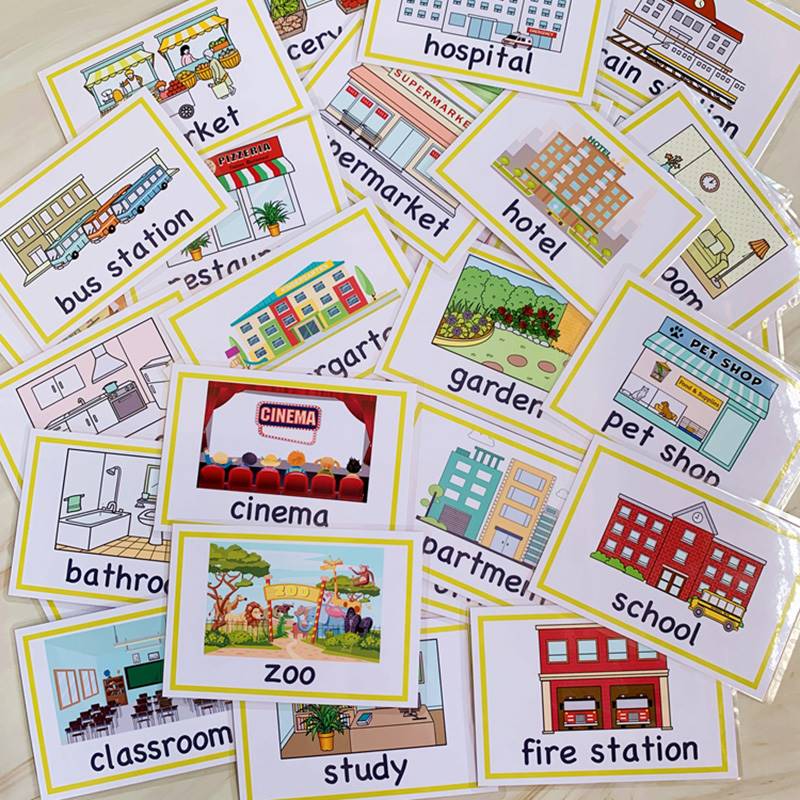 推荐55pcs Montessori Baby English Learning Word Card Place F-图1