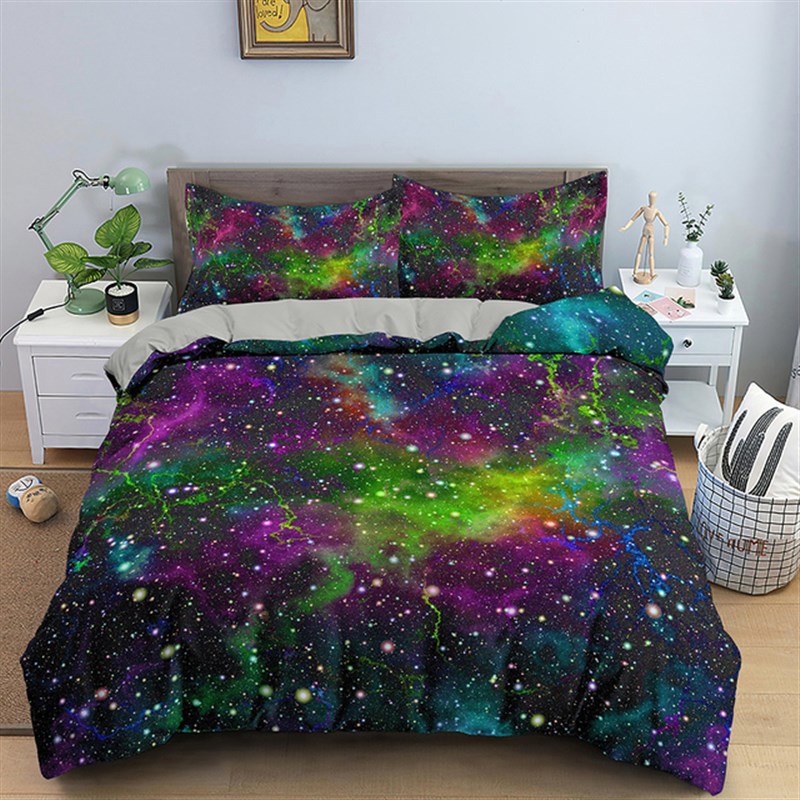 推荐3D Galaxy Duvet Cover Set Single Double Twin Queen 2/3pc - 图0