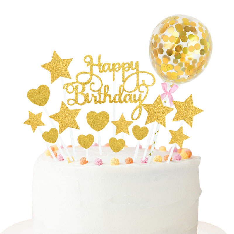 推荐1Set Happy Birthday Cake Decoration Cake Toppers Flag - 图1