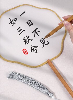 团扇空白扇子扇面真丝熟绢扇绢布风古风手P工diy刺绣绘画宫扇