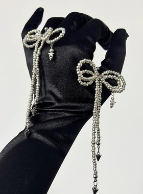 逐星蝴蝶小众手作串珠o蝴蝶结珍珠项链绑带少女心甜妹choker时髦