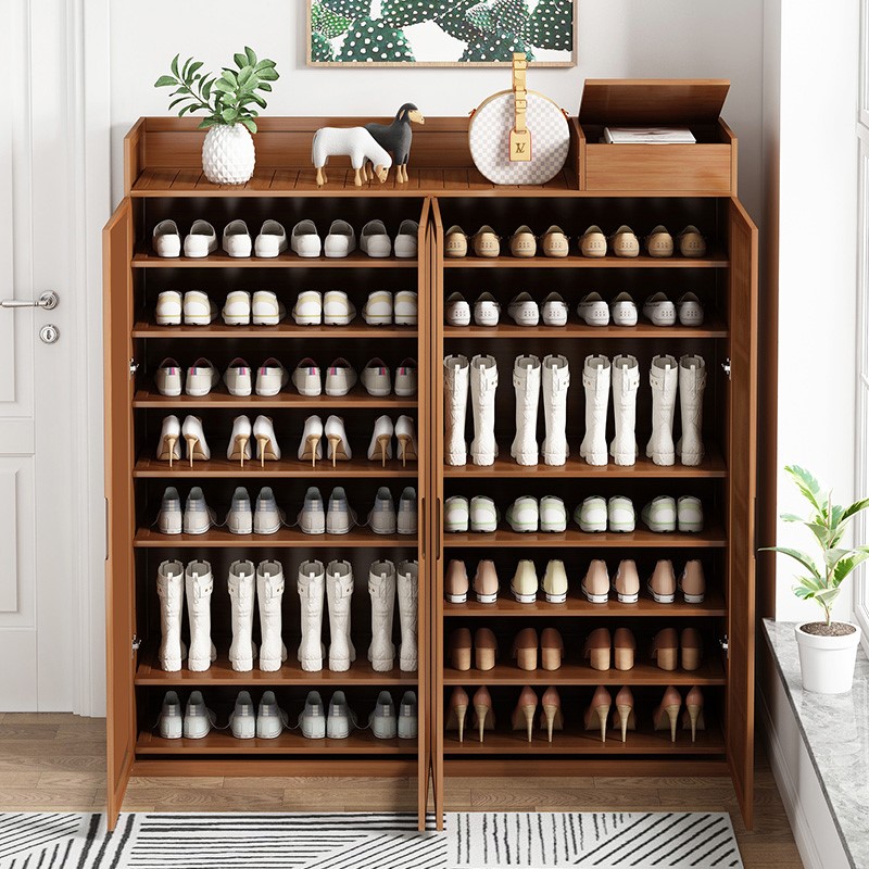 Indoor wooden multi-storey aack shoe crbinet storagXe shelf - 图1