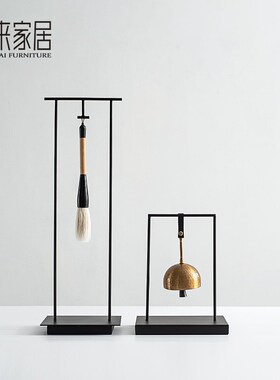 新中式摆件毛笔架金属悬挂风铃摆设样板间客厅电视柜书.柜书桌饰