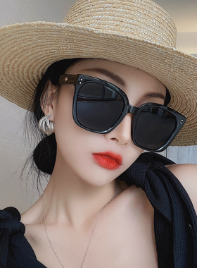 白框墨镜女夏季防晒防紫外线网红眼镜大脸偏光太阳镜2021年新款潮