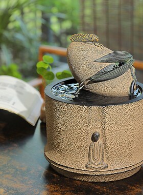 新中式流水摆件客厅办公室茶室电视柜桌面循环水景观装饰招财摆件