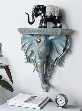 大象头壁饰墙饰立体壁挂墙面装饰品置物架隔板壁架台装饰