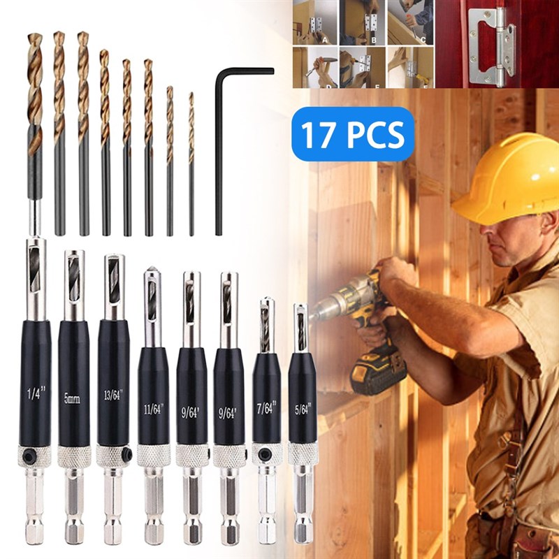 17pcs Copper Drill Bit Stainless Steel Aluminium Alloy Hinge - 图2