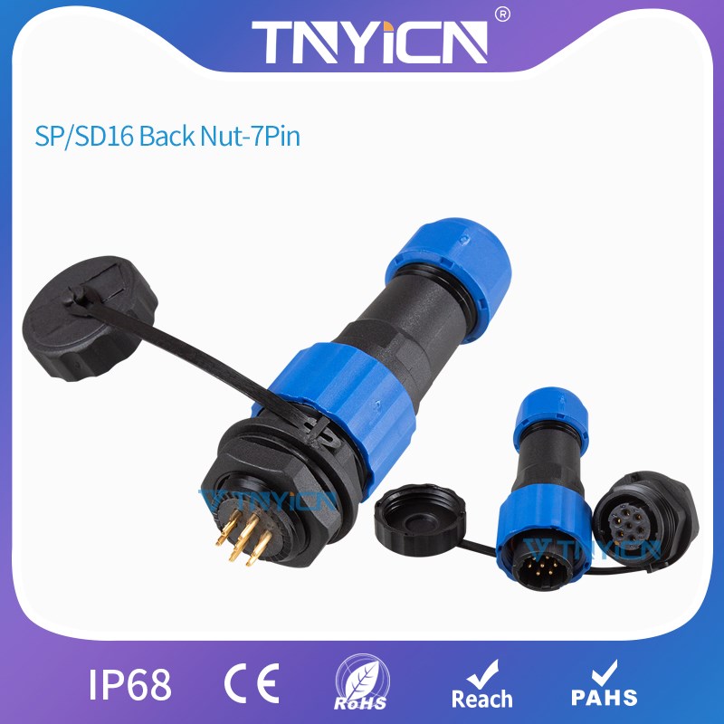 Waterproof Connector IP68 SP/SD16 Back Nut 7Pin Electrical - 图0