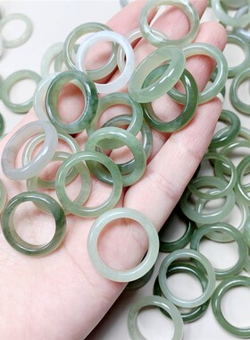 清仓天然和田玉晴水料跑环戒指圈 细款和田玉戒指圈