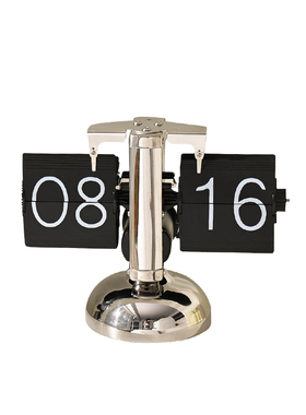 创意复古自动翻页时钟摆件家居客厅办公室桌面机械电子钟表装饰品