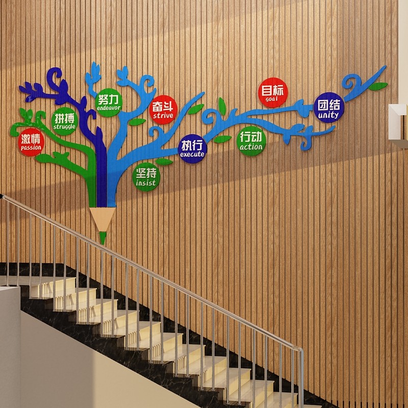 公司企业激励标语铅笔树墙面贴纸励志文化墙贴画3d立体办公室装饰,淘宝优惠券,粉丝福利购,淘宝优惠卷