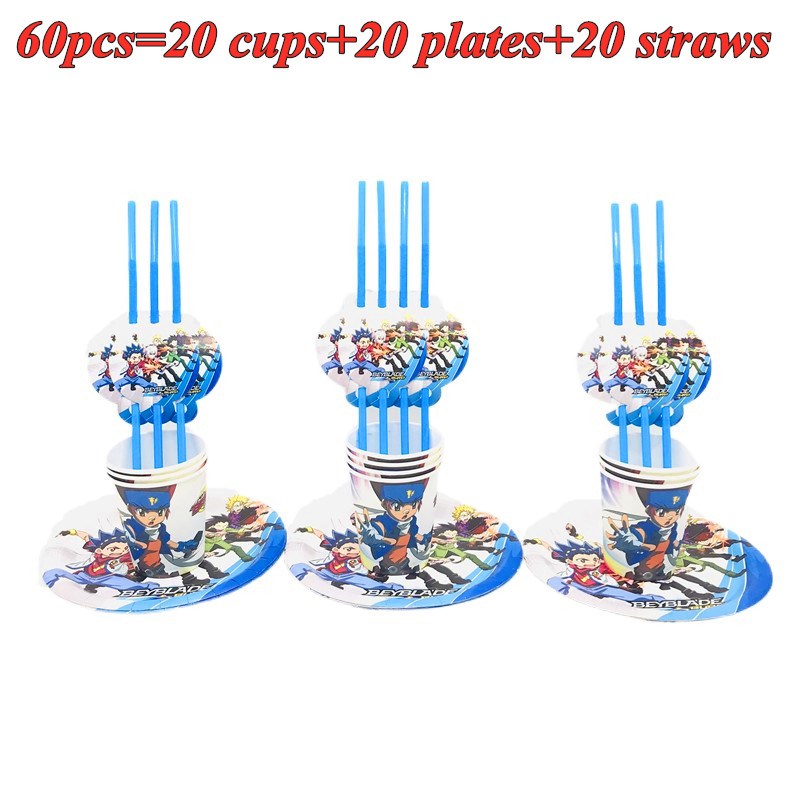 Beyblade Party Tableware Sets Paper Cups Plate Cartoon Happ - 图2