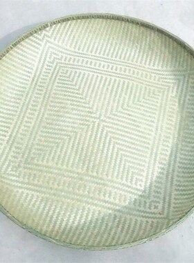 竹编加固簸箕纯手工传统家用全竹子圆形加高加深晾晒竹匾装饰收纳