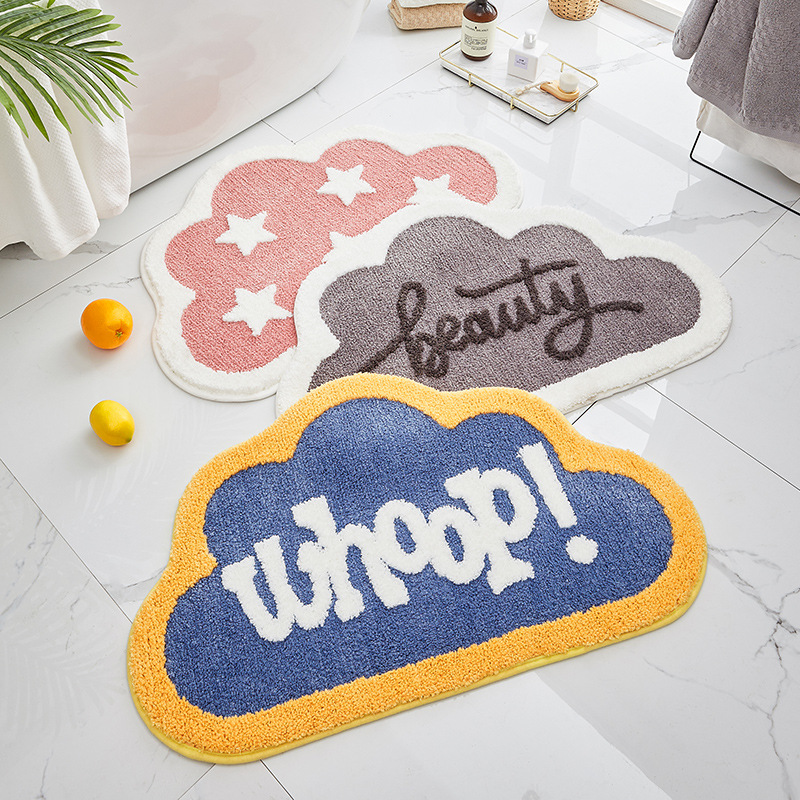 新品New Flocked Cloud Floor Mat Bathroom Non slip Pad吸水脚 - 图0