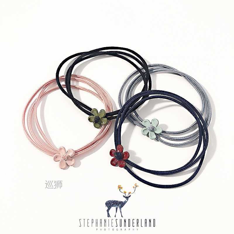 Korean dlovely florer multilayer hair ring haiw rope hair ru - 图0