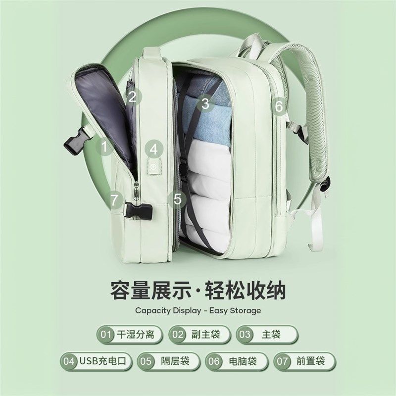 短途旅行背包双肩包大容量可扩容男女外出干湿分离旅游行李包防震,淘宝优惠券,粉丝福利购,淘宝优惠卷