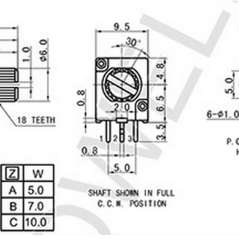 新品升威牌子RK09型精密电位器双联B50K轴长15MM双声道功放音量6 - 图0