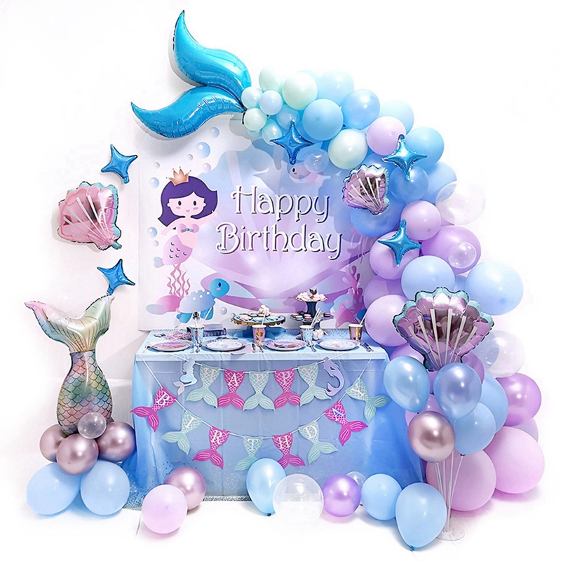 6Tcs Little Mermoand Pail Latex Balloon Set Garlaid Ar - 图1