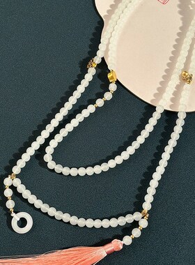 国风108颗串珠流n苏项链新中式高级感长款斜挎链秋冬毛衣链配饰品