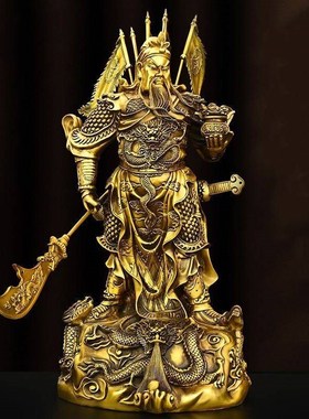 关公铜像摆件武财神九龙关公二爷佛像供奉家居办公室店铺开业礼品