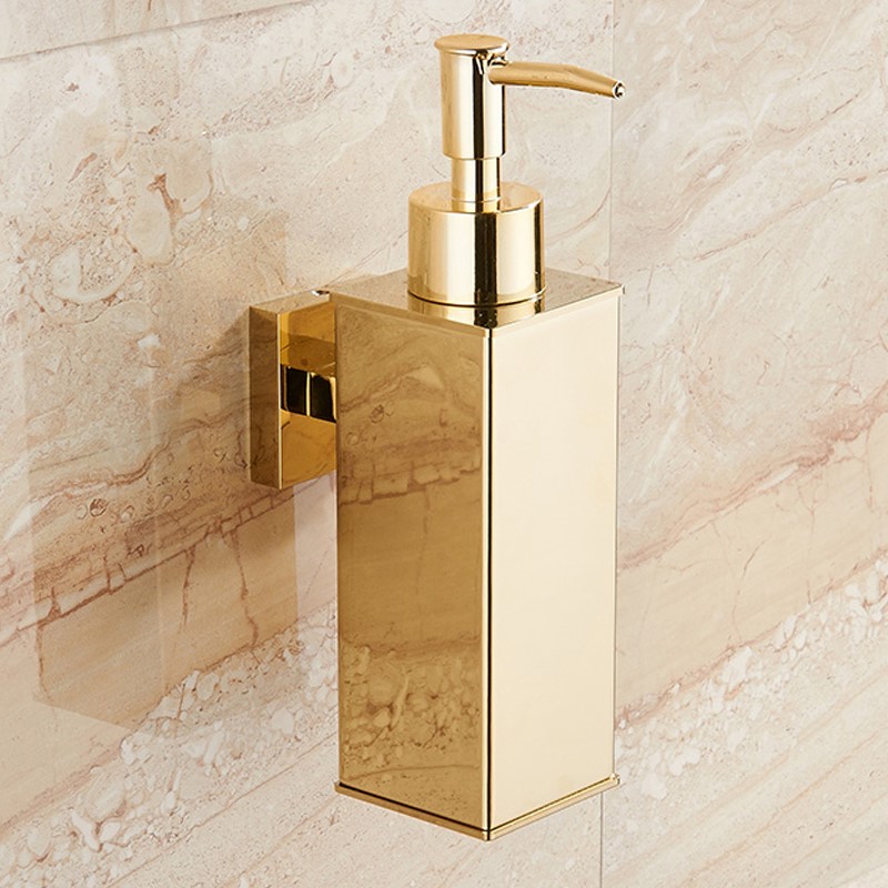 Liquid dSoap Dispehser BatnrWom oall Mounted Gold Stainless - 图0