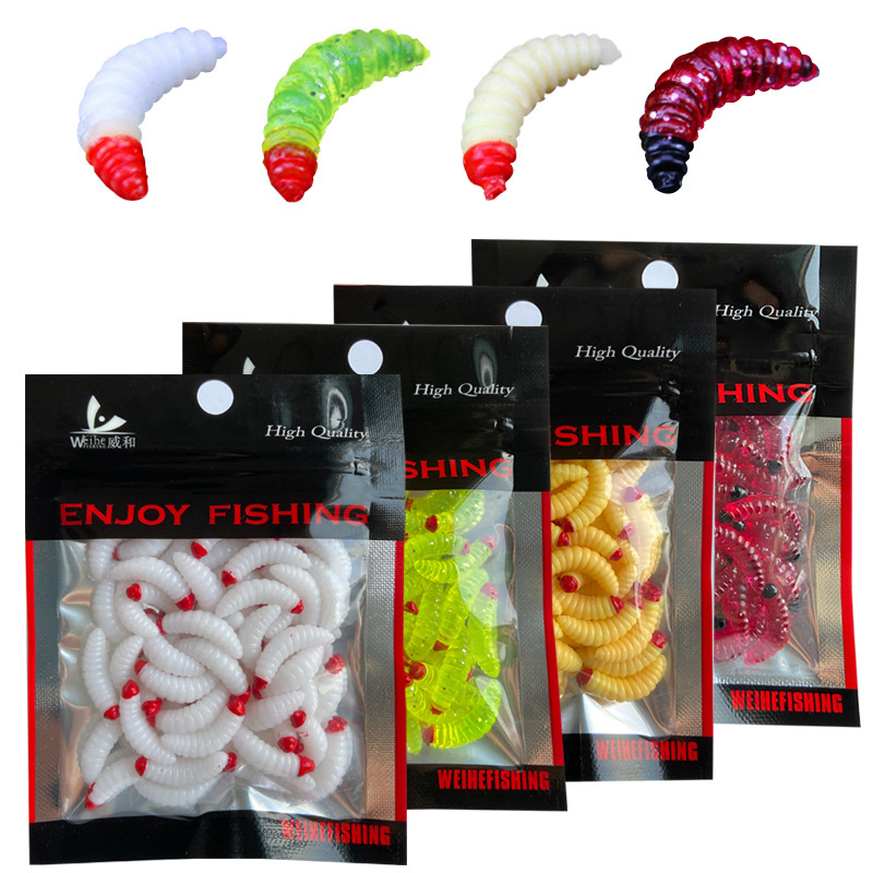 推荐10Pcs Fishing Bait Worm Larva Floating Soft Bait Silica-图0