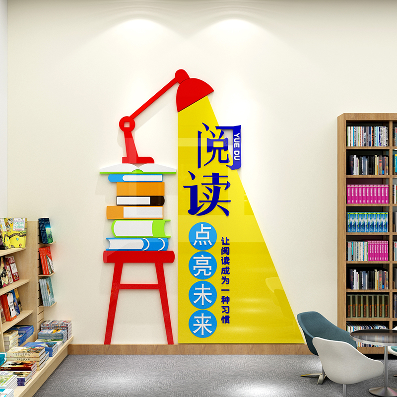 图书阅读角布置装饰教室班级文化墙贴纸阅览区绘本馆教育机构环创-图0